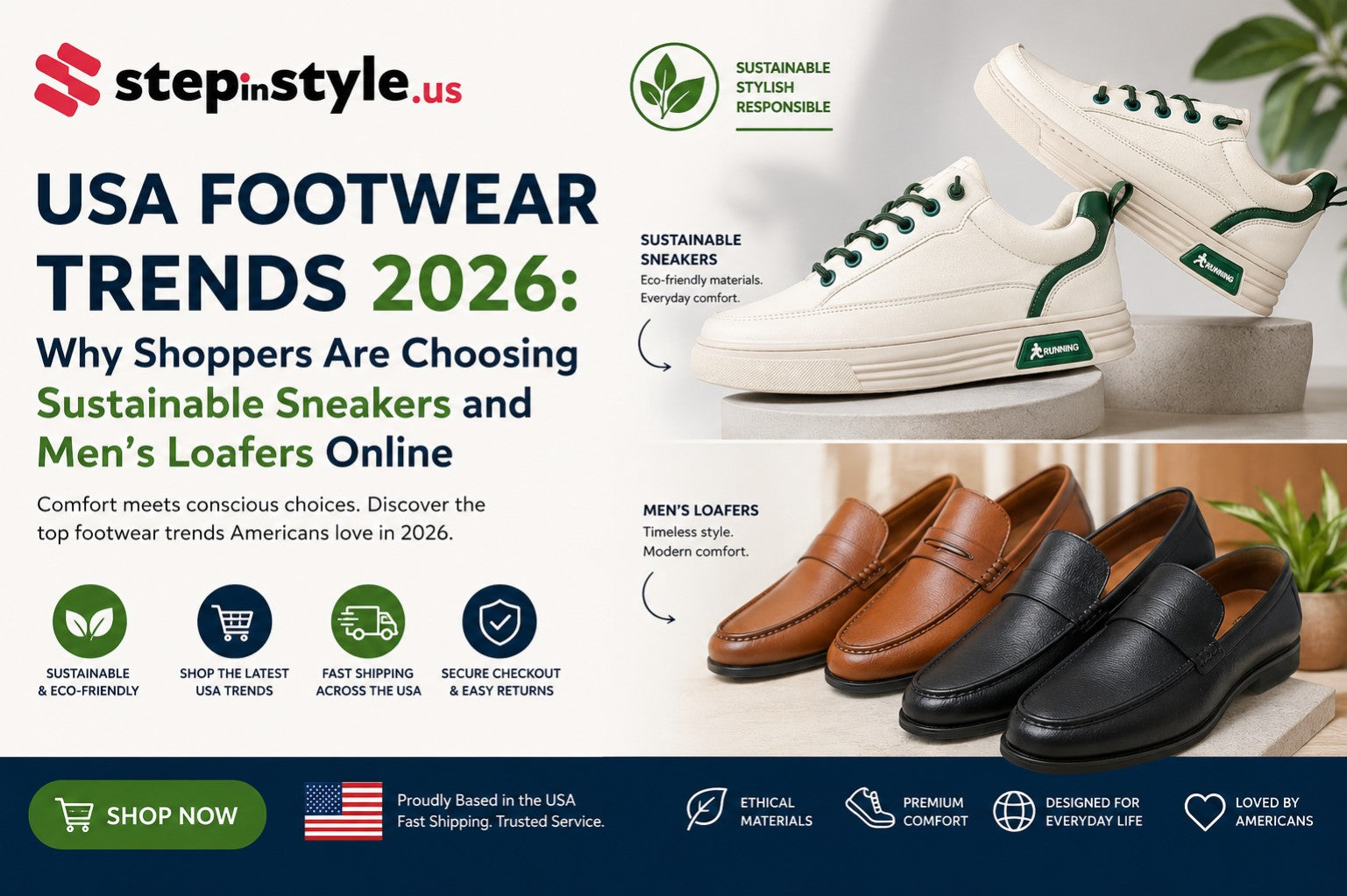 USA Footwear Trends 2026: Why Shoppers Are Choosing Sustainable Sneakers and Men’s Loafers Online