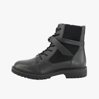 black lace up combat boots for men