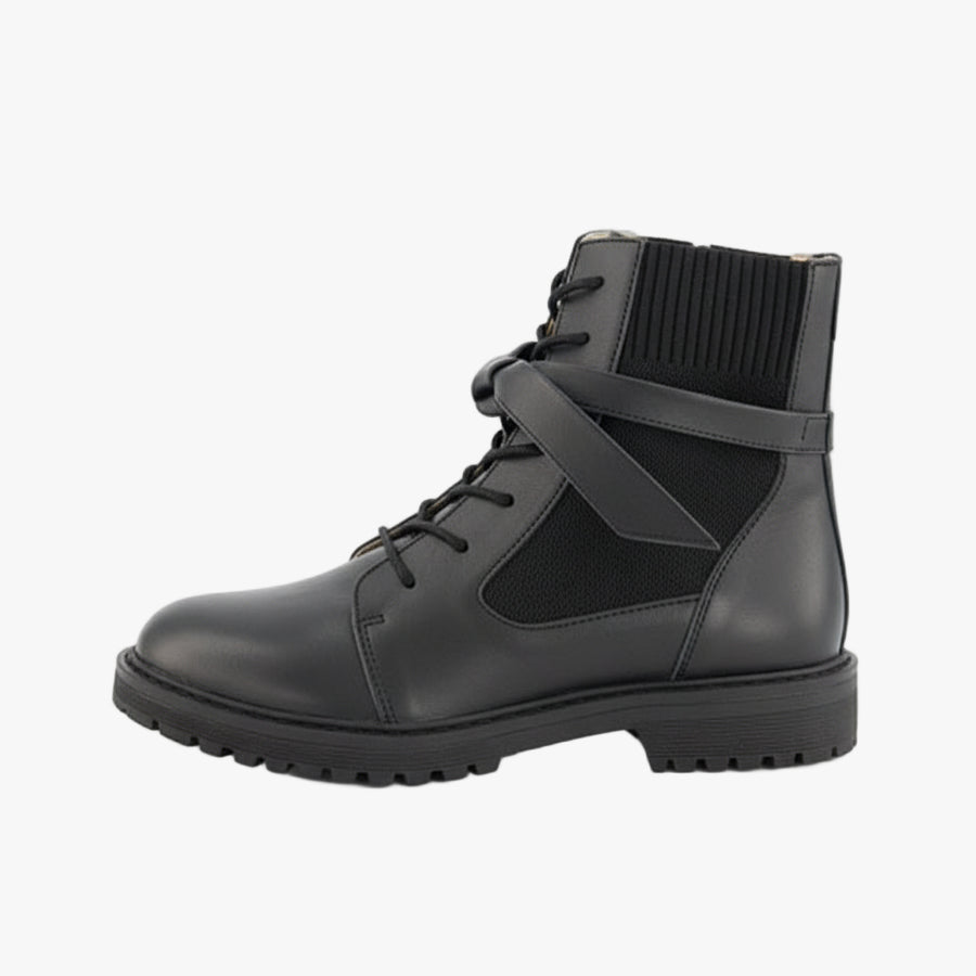 black lace up combat boots for men