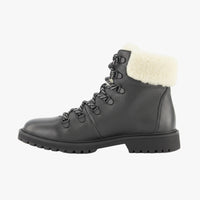 mens black leather sherpa lined boots
