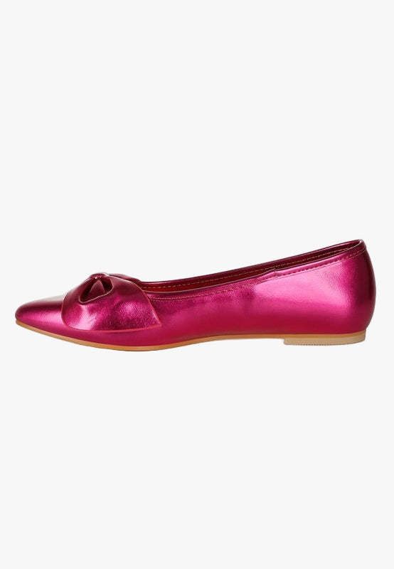 Bromelia Metallic Pleather Bow Ballerinas