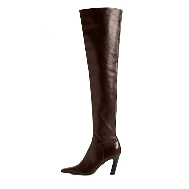 Autumn Winter Over Knee-High Boots Leather Heels
