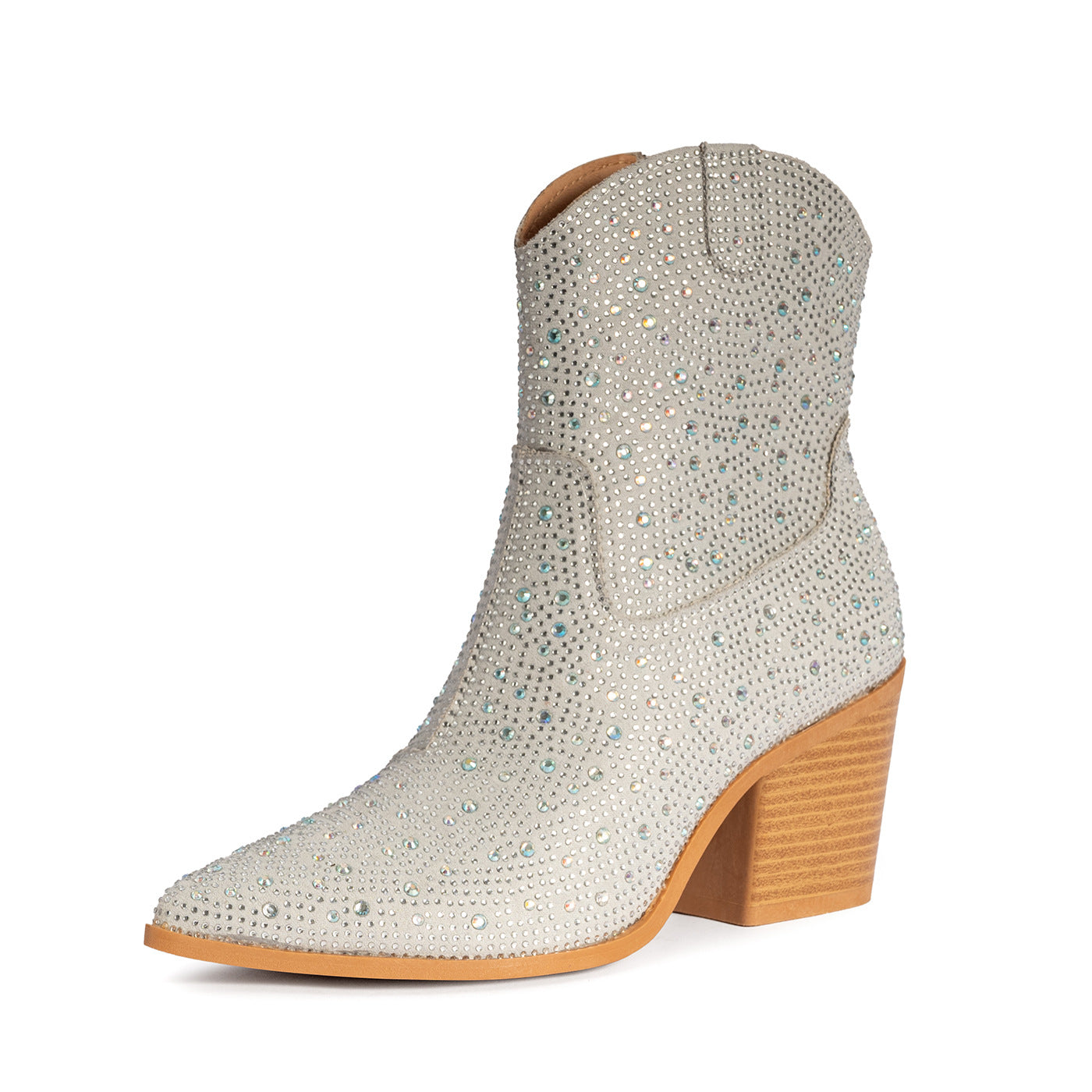 Women’s Rhinestone Decor Zipper Design Cowboy Boots