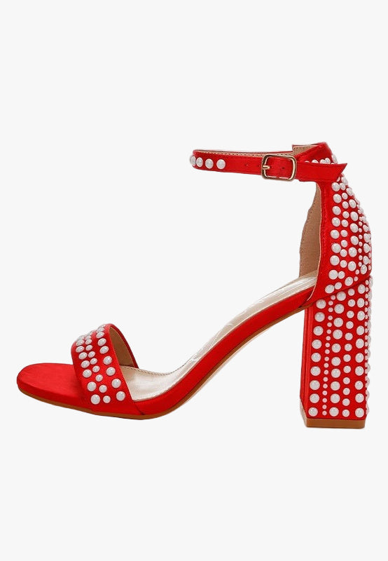 Klebba Pearls Embellished Satin Sandals