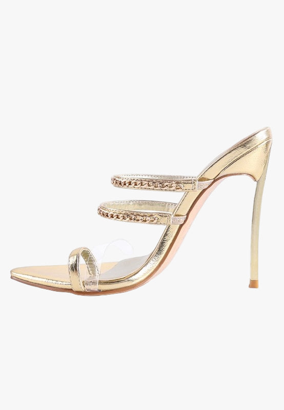 TICKLE ME HIGH HEELED TOE RING SANDALS