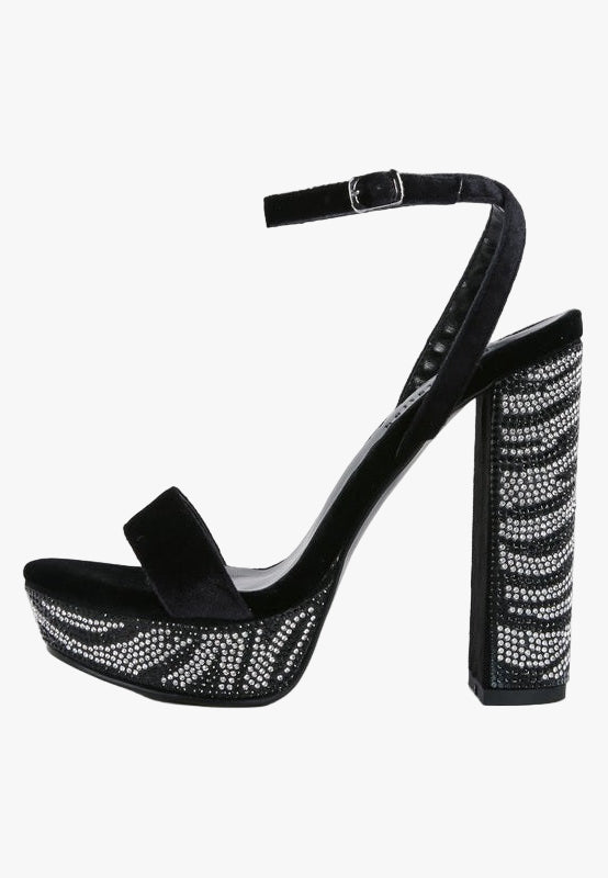 Studded High Block Heel Sandals