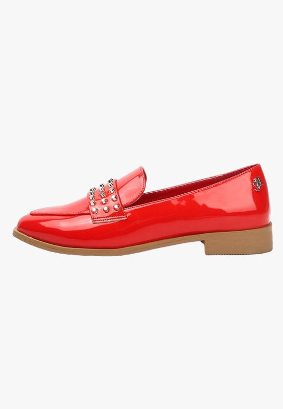 MEANBABE Semicasual Stud Detail Patent Loafers