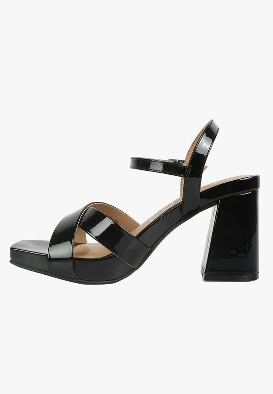 Criss Cross Block Heels Sandals