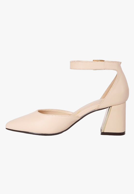 Myla Faux Leather Metallic Sling Heeled Sandals