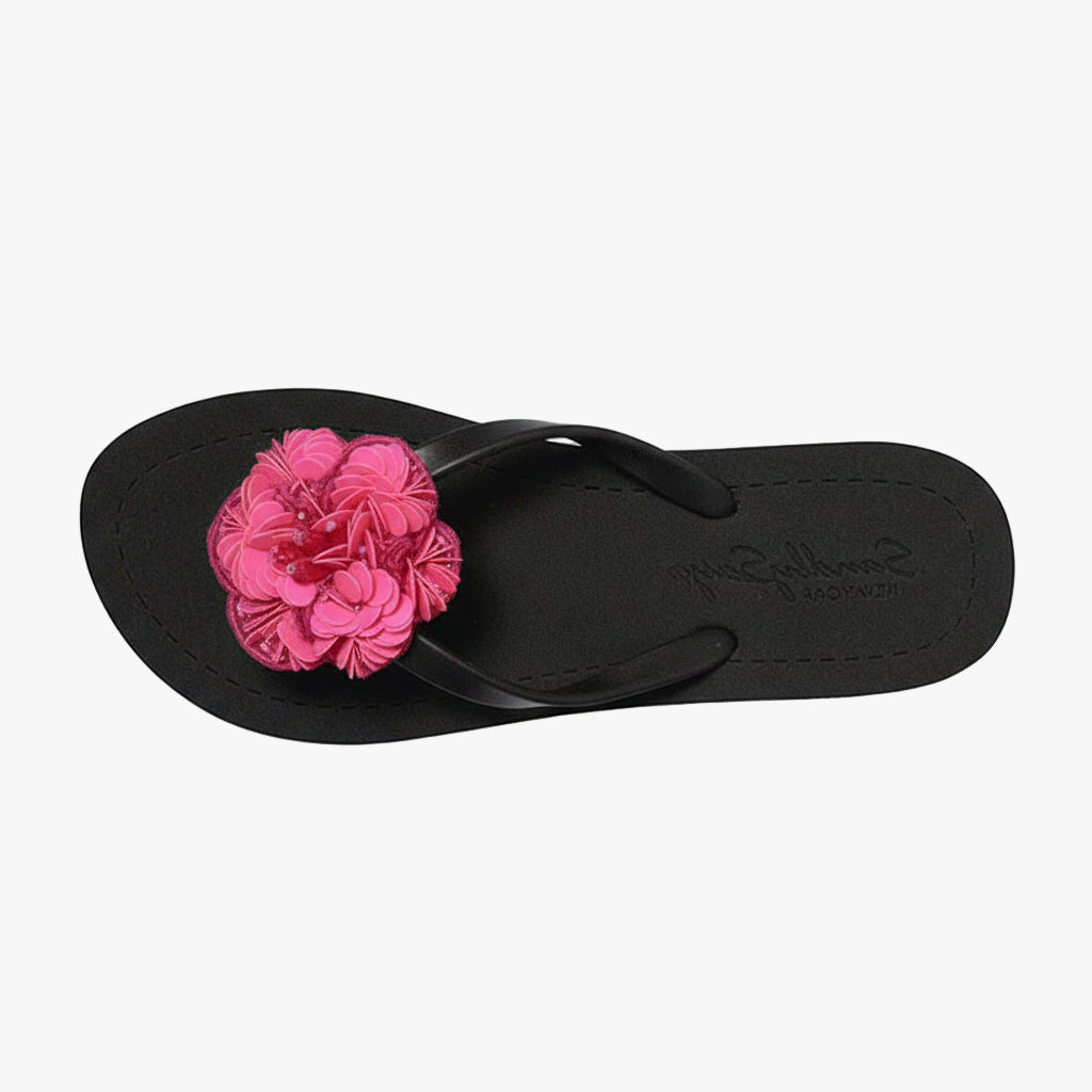 Noho Pink Flower - Sequence Embellished Women's Flat