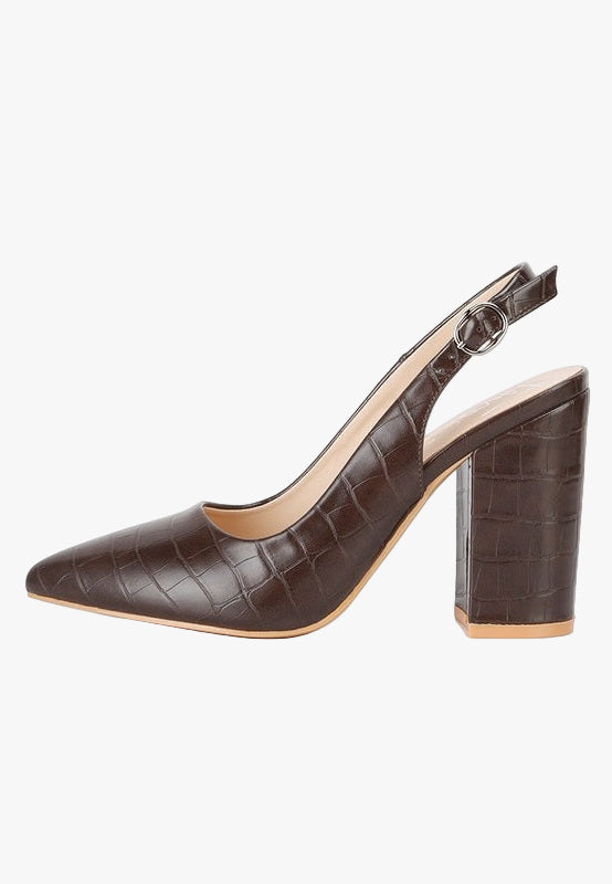 Macha Croctexture Sling Back Heels