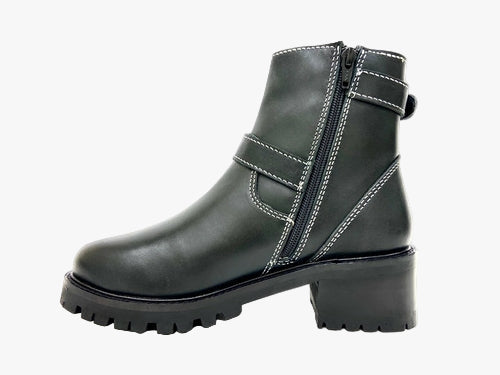 Terminator Black Platform Block Heel Bootie