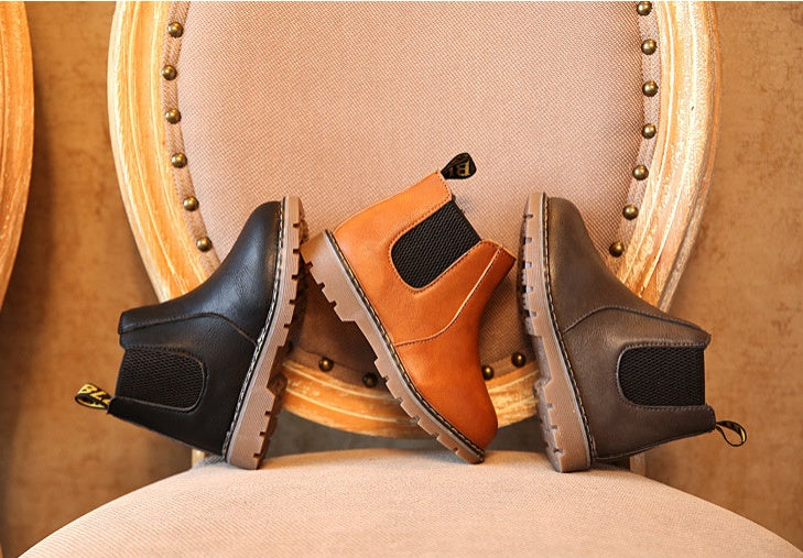 Autumn and winter children's shoes short boots boys' leather boots girls Europe and the United States big children's boots single boots