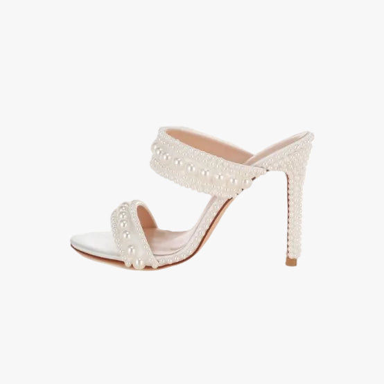 Ambrin Pearl Embellished Slip On Stiletto Heels
