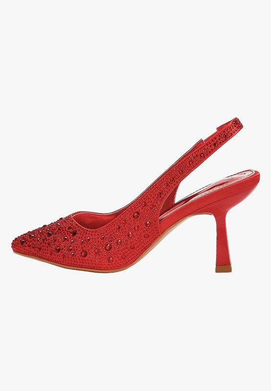 Ararki Luxurious Satin Pearl Slingback Sandals
