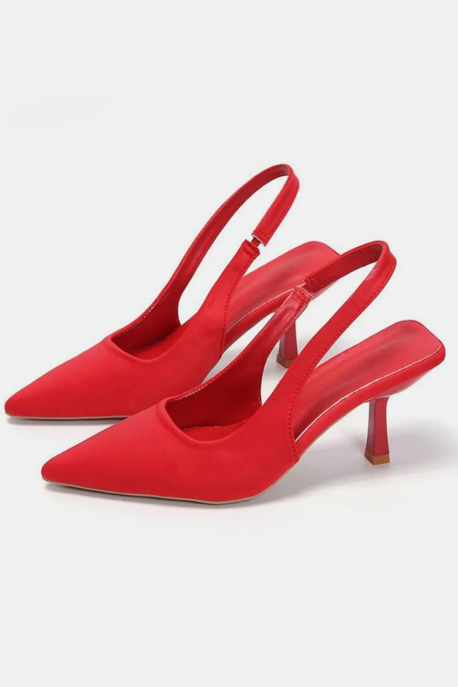 womens pu leather point toe pumps red