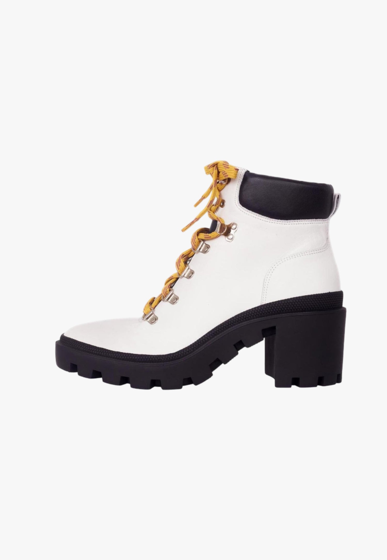 Women's White Combat Boot - Stylish 9cm Block Heel