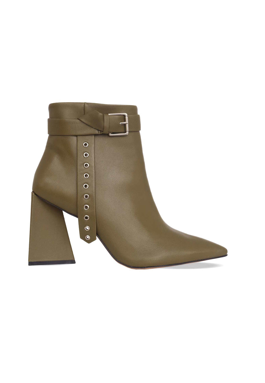 Salvia Leather Heeled Ankle Boots – Pointed Toe