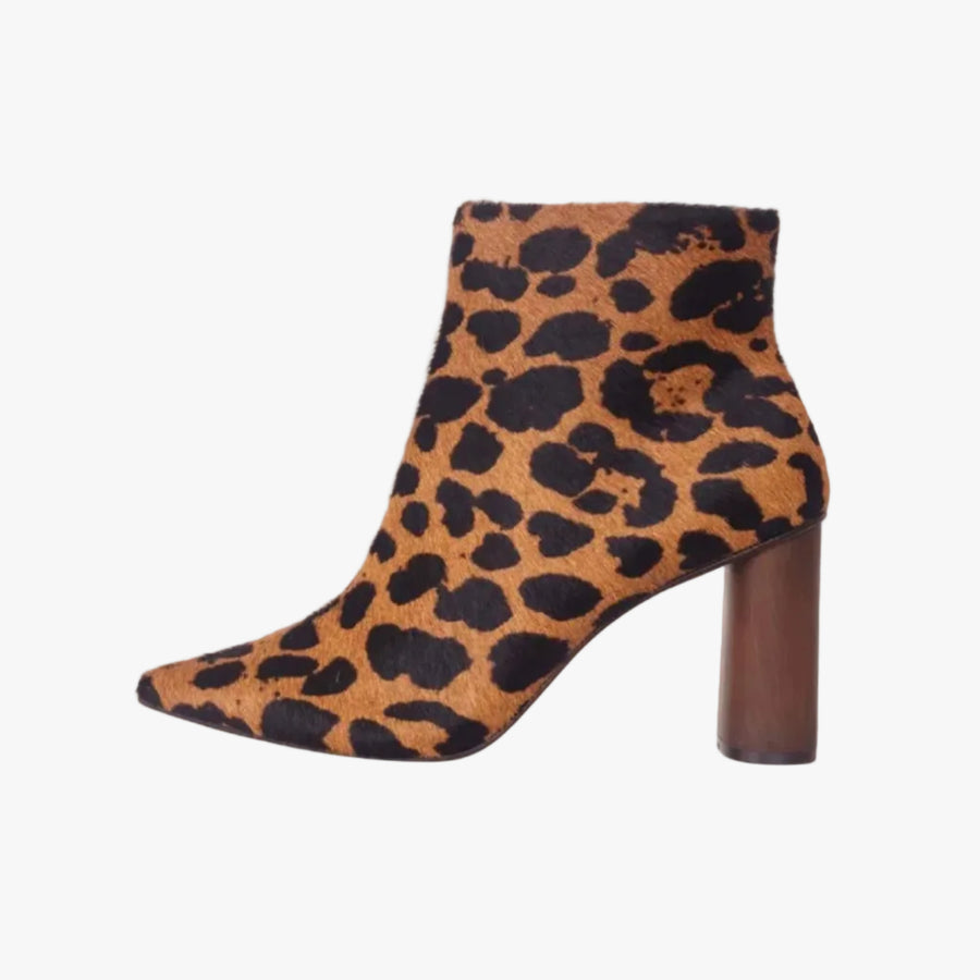 Brown Animal Print Ankle Boots