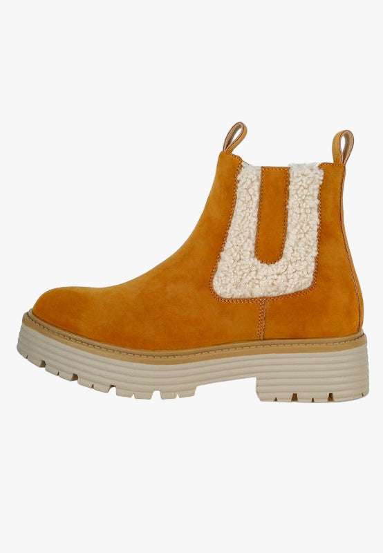 Mothman Faux Fur Detail Chunky Ankle Boots