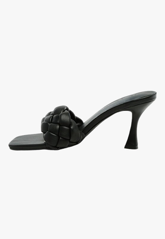 Woven Strap Spool Heel Sandals