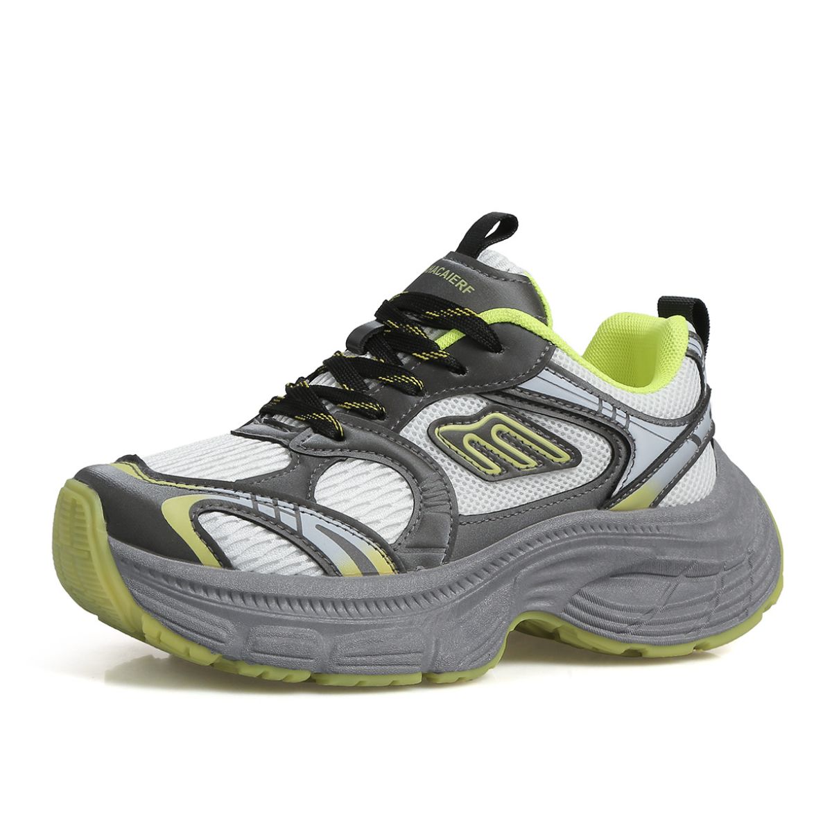 Letter Lace-Up Round Toe Athletic Shoes - Neon