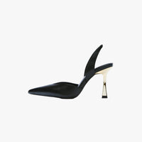 black pu leather stiletto pumps for women