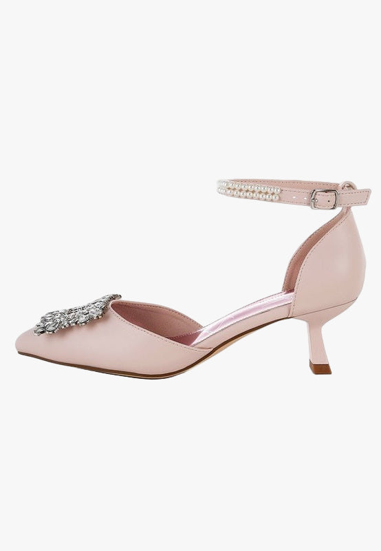 Onkana Diamante Brooch Kitten Heel Sandals