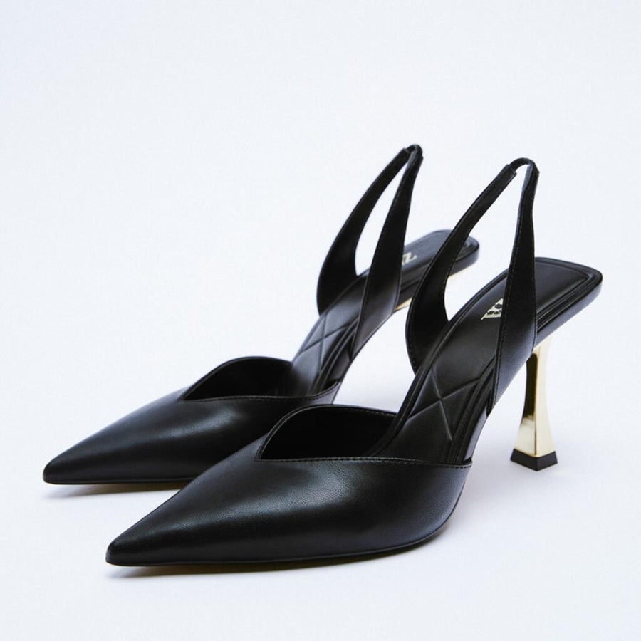 leather stiletto pumps for women in black
