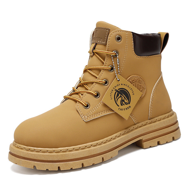 stylish men's leather martin boots durable outdoor winter boots
