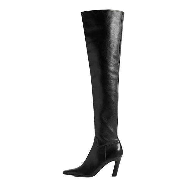 Autumn Winter Over Knee-High Boots Leather Heels
