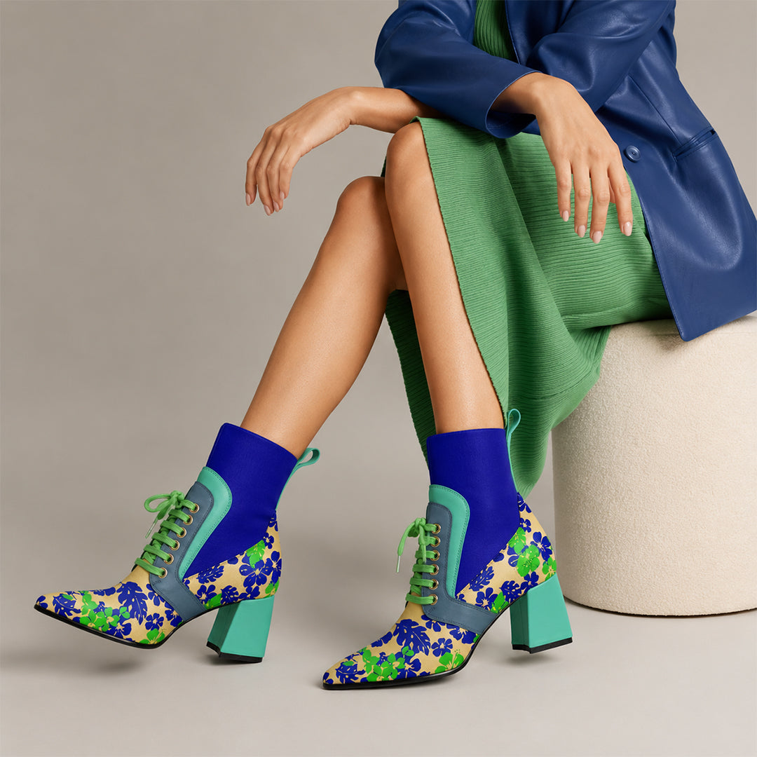 Women’s Floral Block Heel Boots