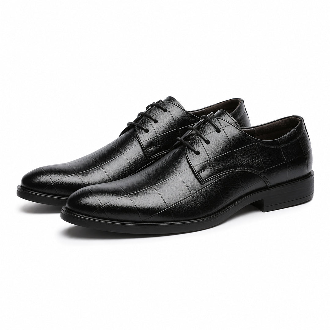 Men's Checkered Business Leather Shoes