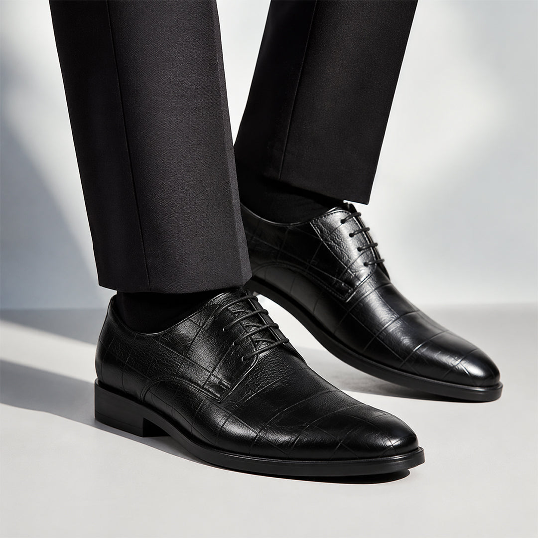 Men's Checkered Business Leather Shoes