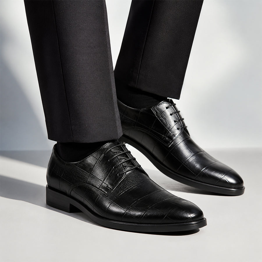 Men's Checkered Business Leather Shoes