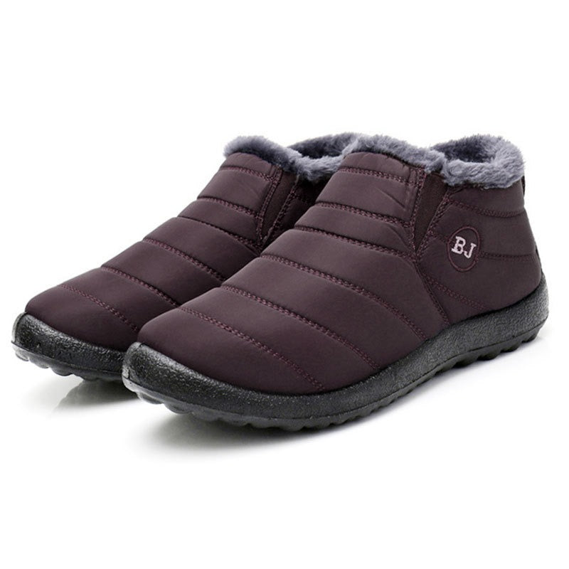 Waterproof cotton boots for couples in winter, keeping warm and snow covered boots, low cut cotton shoes for men and women