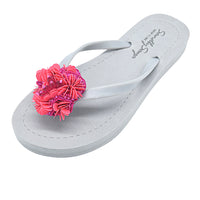 womens pink embroidered sandals trendy summer flip flops
