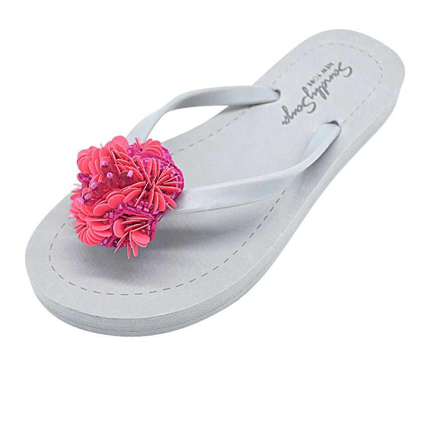 womens pink embroidered sandals trendy summer flip flops
