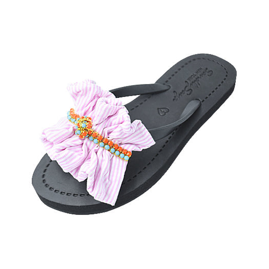 womens ruffle flat sandals trendy beach flip flops
