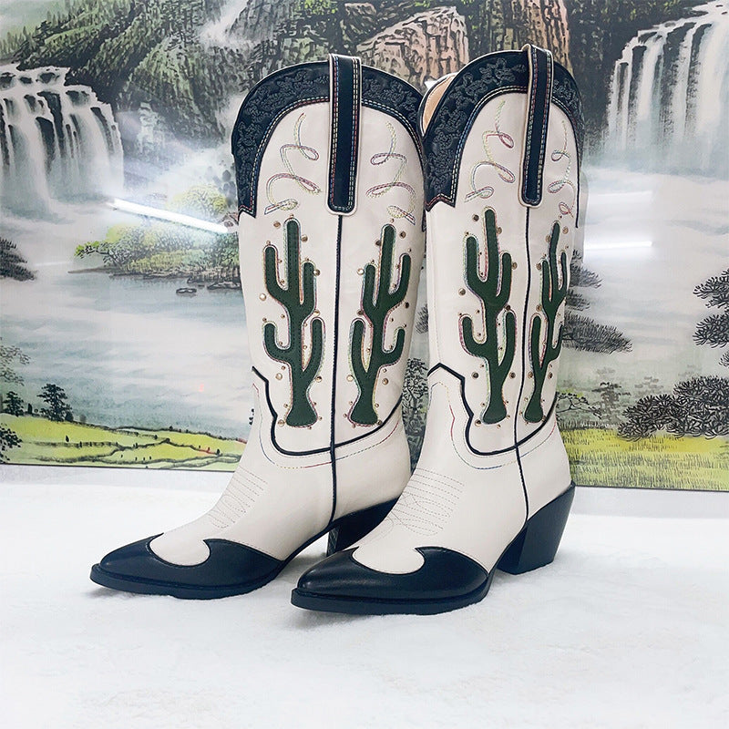 Western Cowboy Mid Calf Women Boots