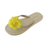 stylish yellow embroidered summer flip flops sandal - Gold