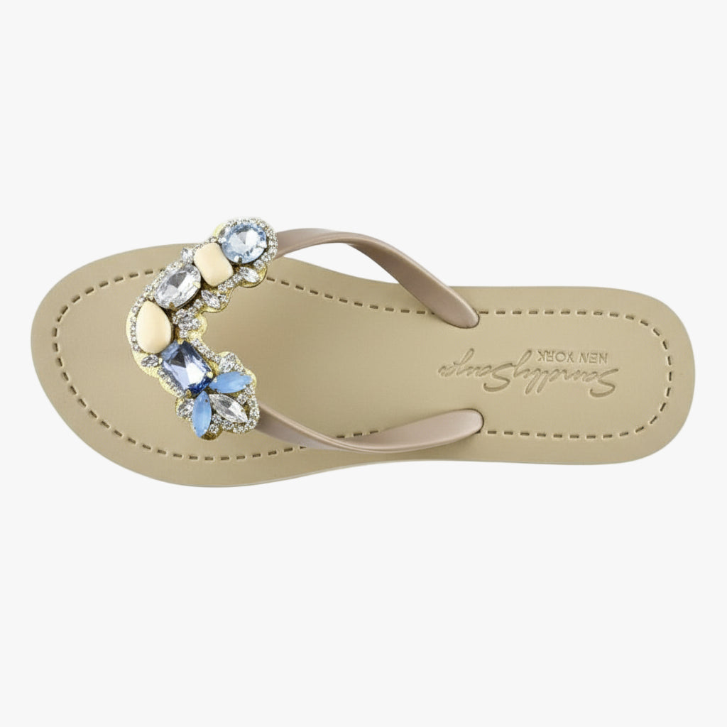 Crystal Rhine Stone Embellished Women's Flat Flip Flops Sandal