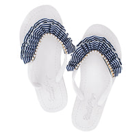womens striped ruffle sandals trendy beach flip flops