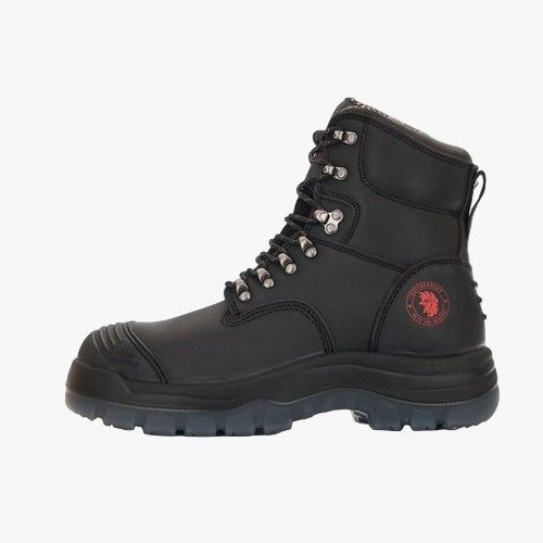 Black 7 inch Zip-sided Steel Toe Leather Work