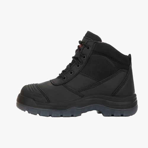 Black 6 inch Zip sided Steel Toe Leather Work