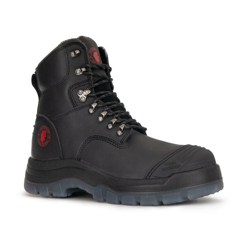 Black 7 inch Zip-sided Steel Toe Leather Work