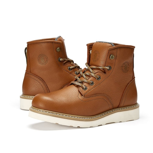 Men's Safety Water Resistant Tan Leather Wedge
