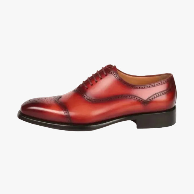 Men's Goodyear Welted Oxford Shoes Reddish Brown