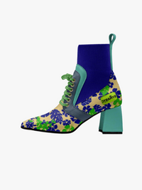 womens floral block heel boots stylish ankle boots