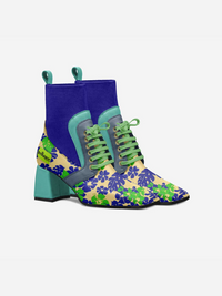 womens fashion ankle boots floral pattern block heel
